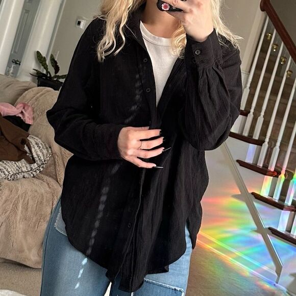 H&M black slouchy button-down - Picture 5 of 16